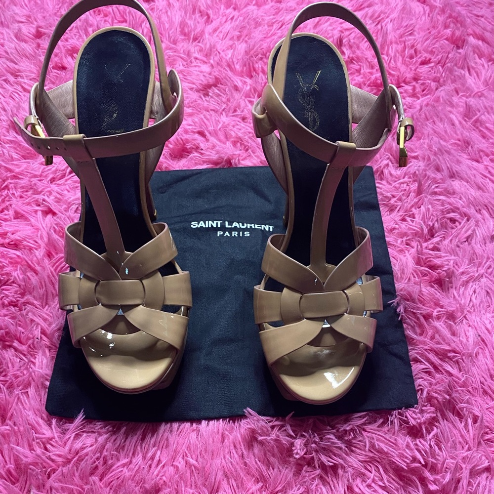 Saint Laurent Tribute T-strap Platform Sandals